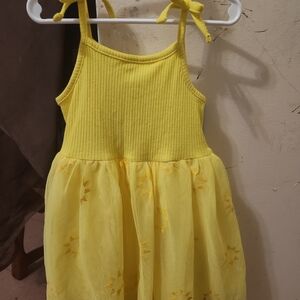 Cat & Jack Bright Yellow Kids Dress with Sunflower Accents